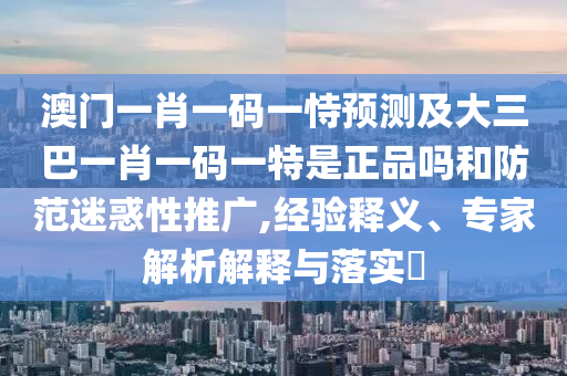 澳門一肖一碼一恃預(yù)測(cè)及大三巴一肖一碼一特是正品嗎和防范迷惑性推廣,經(jīng)驗(yàn)釋義、專家解析解釋與落實(shí)?