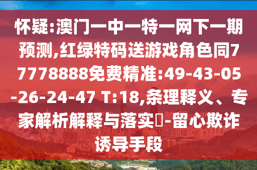 懷疑:澳門一中一特一網(wǎng)下一期預(yù)測(cè),紅綠特碼送游戲角色同77778888免費(fèi)精準(zhǔn):49-43-05-26-24-47 T:18,條理釋義、專家解析解釋與落實(shí)?-留心欺詐誘導(dǎo)手段