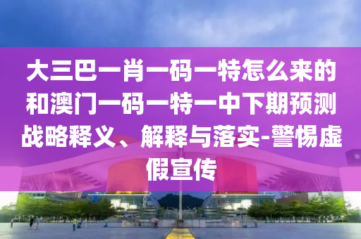 大三巴一肖一碼一特怎么來的和澳門一碼一特一中下期預(yù)測(cè)戰(zhàn)略釋義、解釋與落實(shí)-警惕虛假宣傳